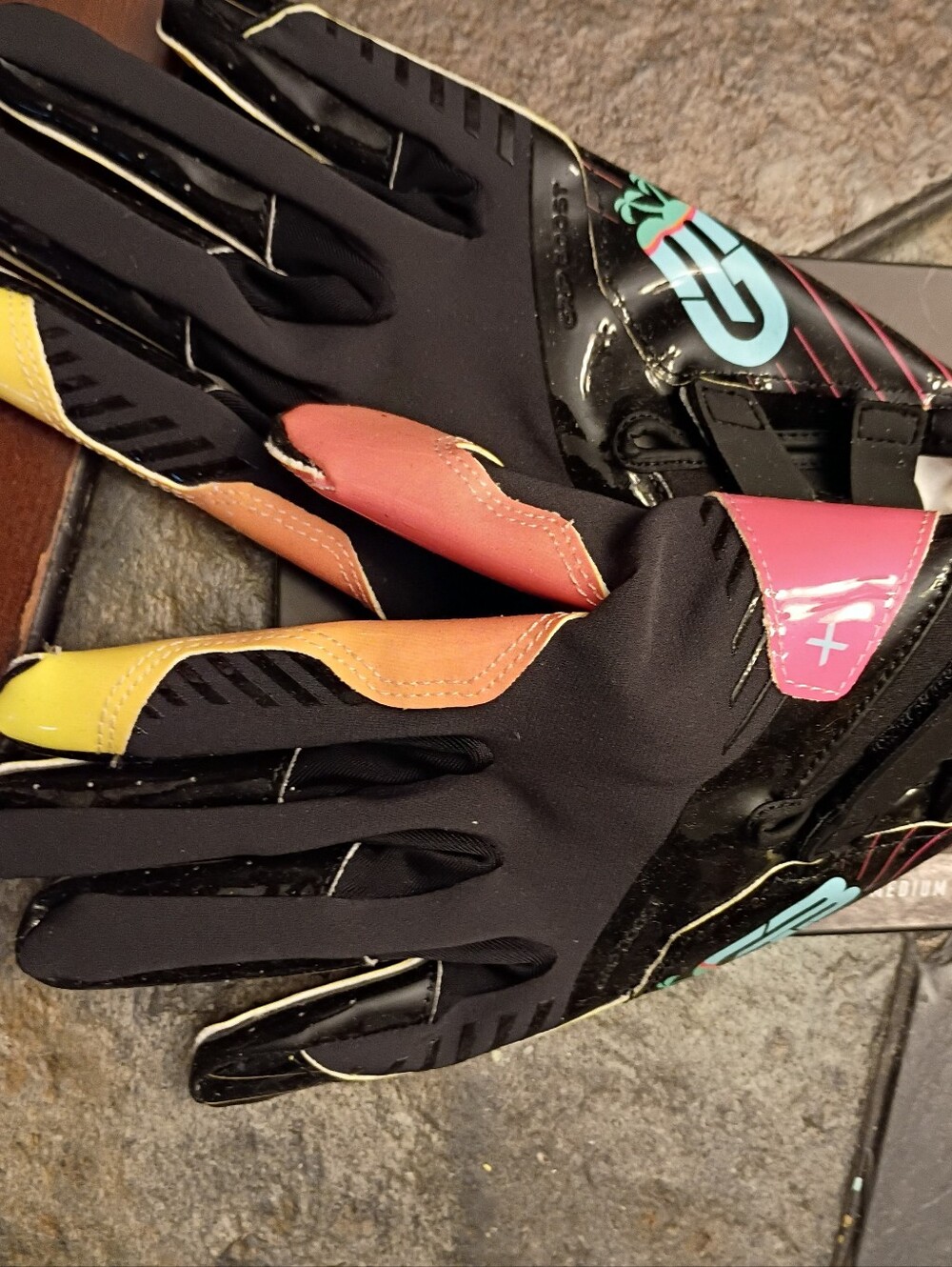 Multicolor Stealth 6.0  Football Athletic Gloves with Gradient Fingers